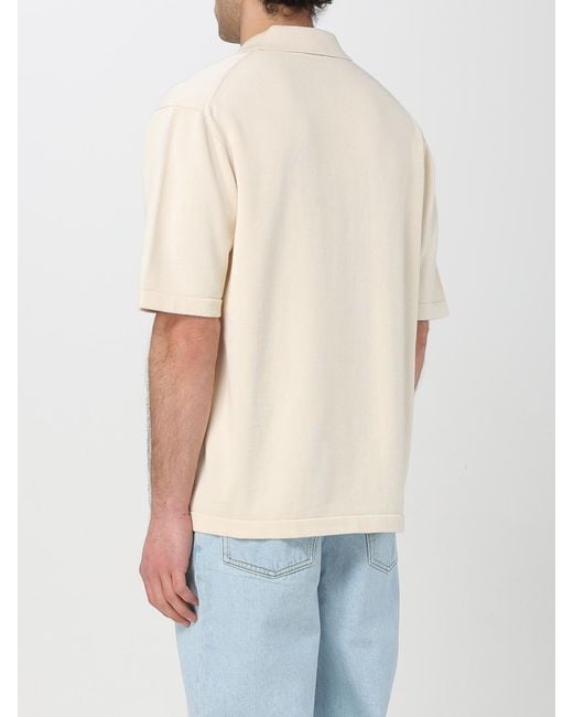 Maison Kitsuné White Knitted Polo Shirt Casual Top for men
