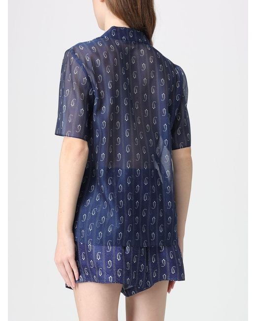 Tory Burch Blue Printed Cotton And Silk Shirt