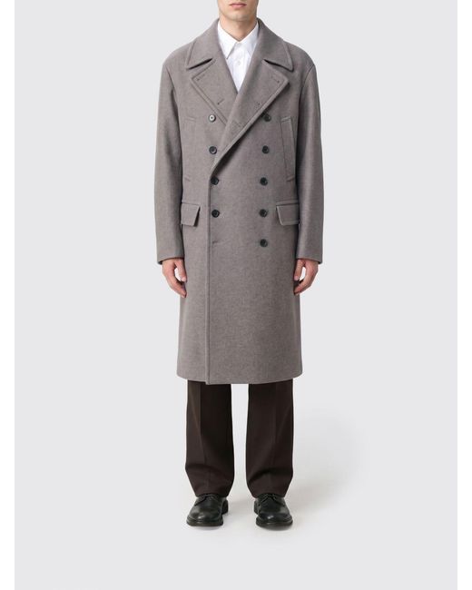 Dries Van Noten Gray Double-Breasted Long Coat for men