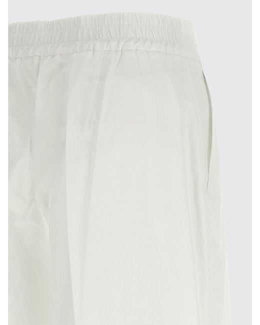 P.A.R.O.S.H. White High-Waisted Cotton Wide-Leg Palazzo Trousers P.A.R.O.S.H. With Drawstring