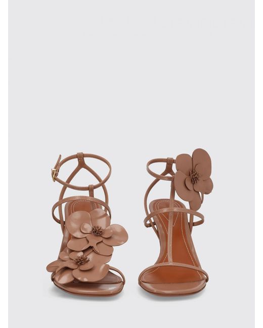 Zimmermann Pink Orchid Leather Stiletto Sandals With Flower Appliqué