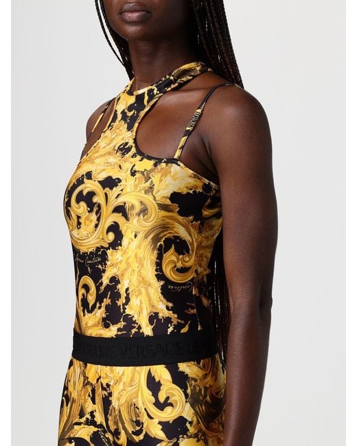 Versace Jeans Couture Yellow Printed Jersey Bodysuit