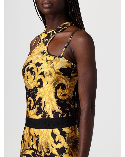 Versace Jeans Couture Yellow Printed Jersey Bodysuit