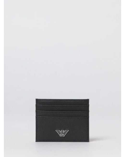 Emporio Armani White Recycled Leather Credit Card Holder for men