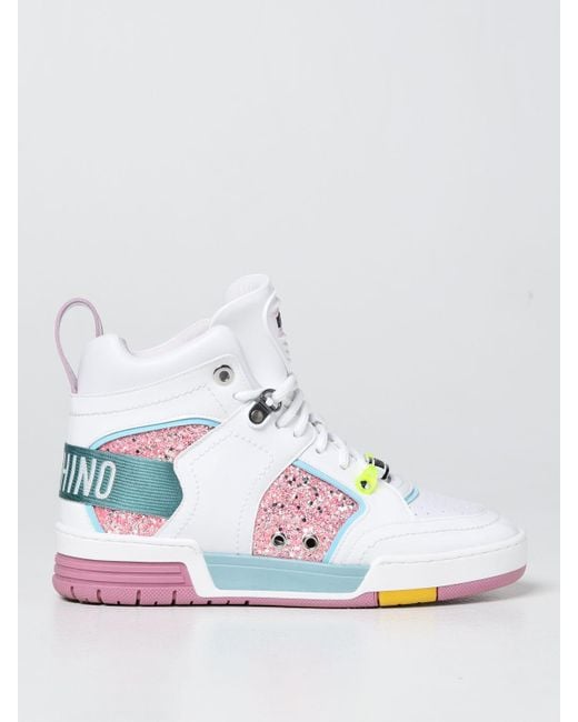 Moschino Couture Multicolor Patent Leather And Glitter Sneakers