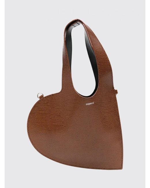 Coperni Brown Heart Lizard Print Leather Bag
