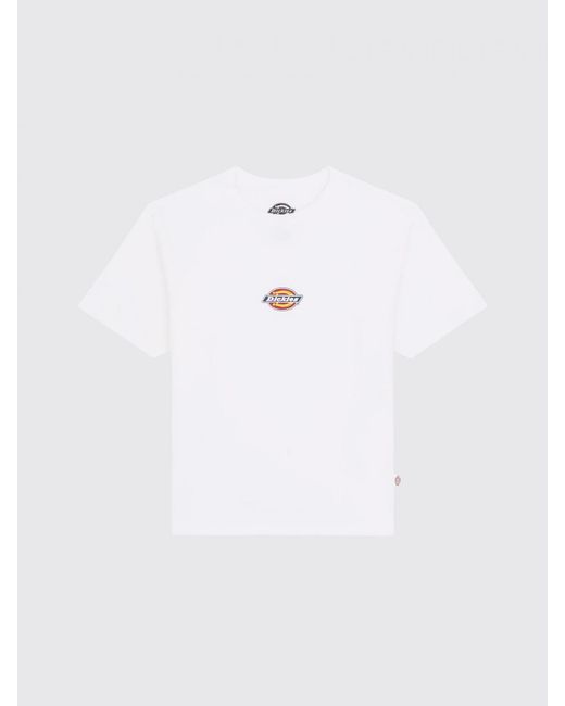 Dickies White Maple Valley Cropped Cotton T-Shirt With Printed Logo