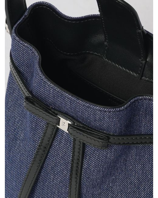 Ferragamo Blue Mini Bow Cotton Bucket Bag