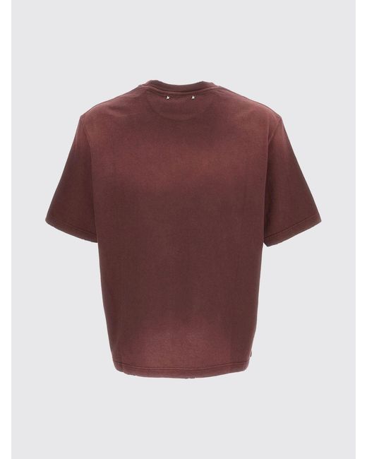 Golden Goose Deluxe Brand Red Cotton T-Shirt With Printed Logo And Dropped Shoulders for men