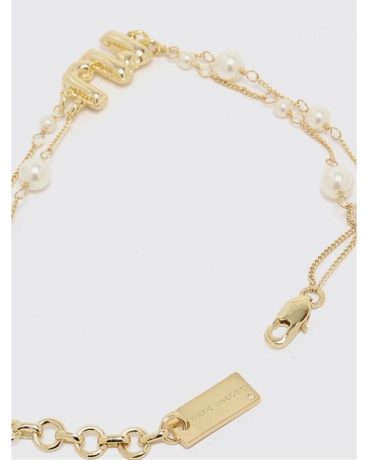Marc Jacobs Metallic Brass Bracelet With Synthetic Pearls