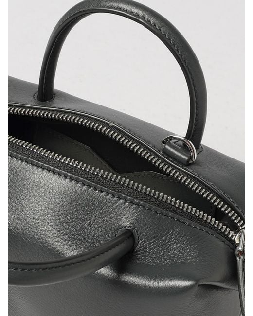 Max Mara Black Holdall Mini Smooth Leather Boston Bag With Charm