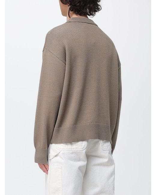 AMI Brown Wool And Cotton Crew-Neck Pullover for men