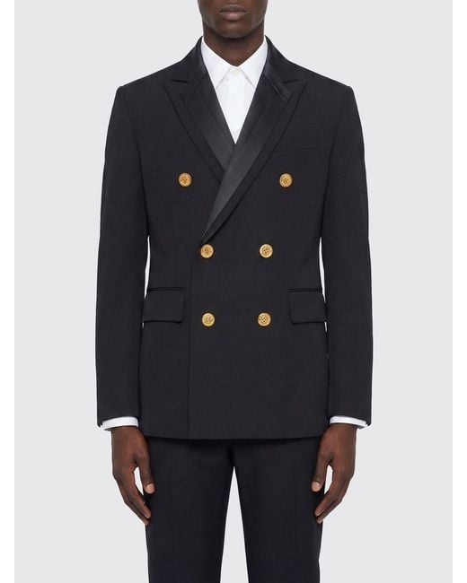 Sacai Blue Double-Breasted Silk And Cotton Blazer for men