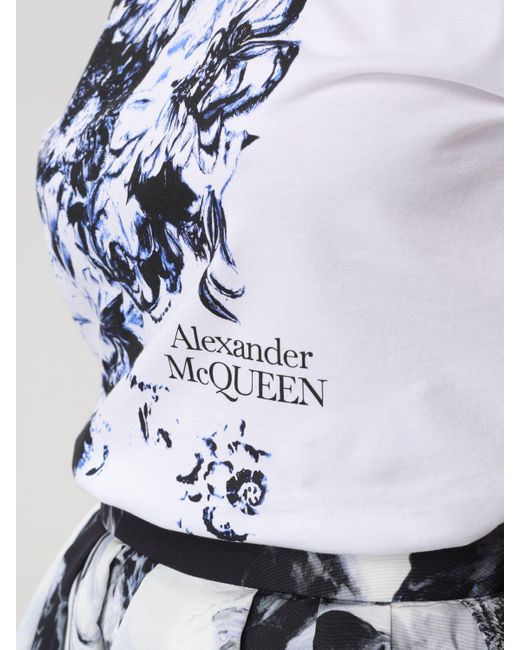 Camiseta impresa blanca de Alexander Mc Queen con logotipo Alexander McQueen de color White