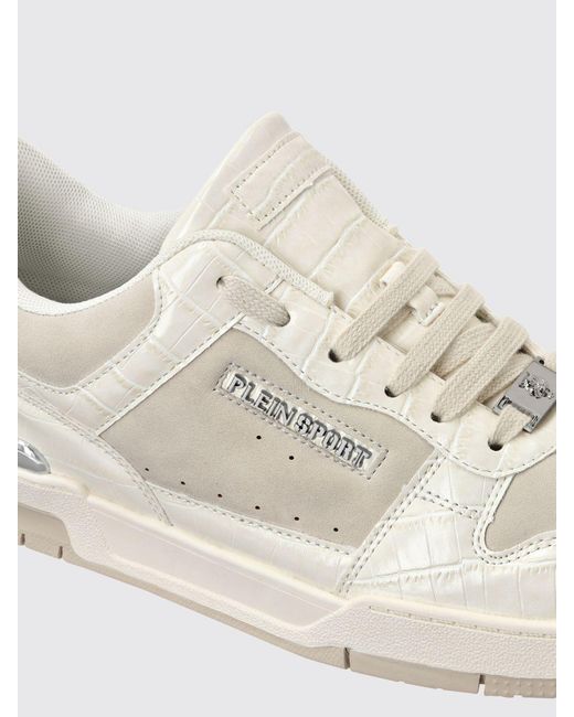 Philipp Plein White Suede And Crocodile Print Leather Sneakers for men