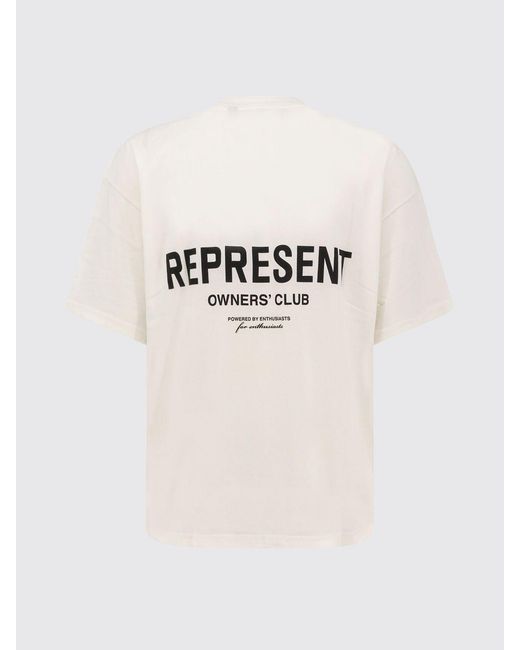 Represent White Crew Neck Cotton T-Shirt With Contrast Logo for men