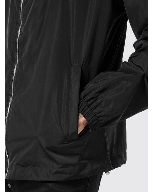 Philipp Plein Black Technical Fabric Hooded Windbreaker Jacket With Logo Print for men