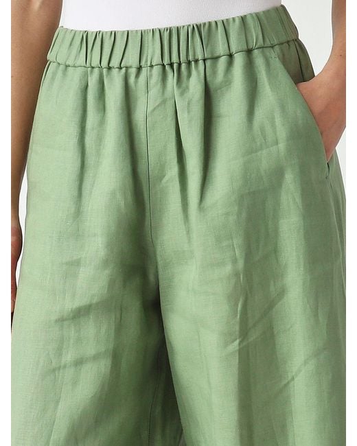 Max Mara Green Linen Crop Trousers
