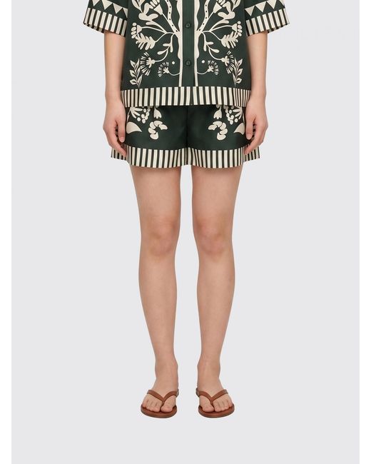 Eres Black High-Waisted Floral Print Pure Silk Shorts With Belt Loops