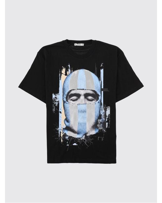 Ih Nom Uh Nit Black Crewneck Cotton T-Shirt With Graphic Print And Slogan for men