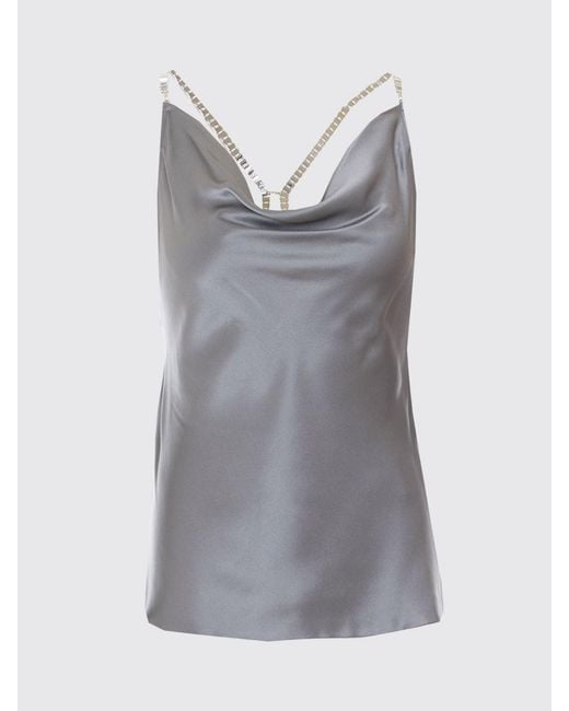 Patrizia Pepe Gray Silk Top With Rhinestones