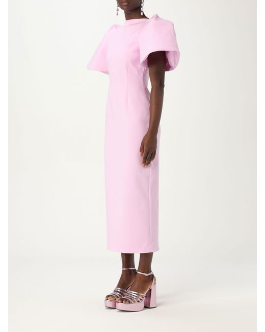 Solace London Pink Lora Crepe Midi Dress