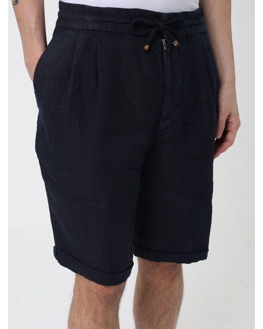 Brunello Cucinelli Blue Linen Drawstring Shorts for men