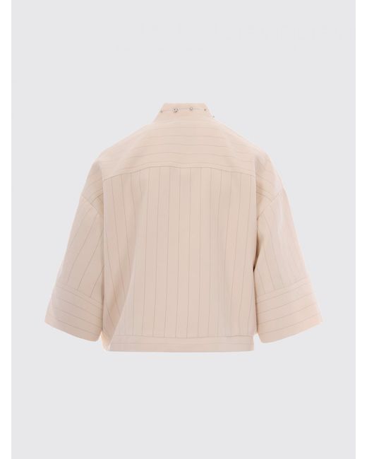 Liu Jo Natural Pinstriped Viscose Blend Jacket