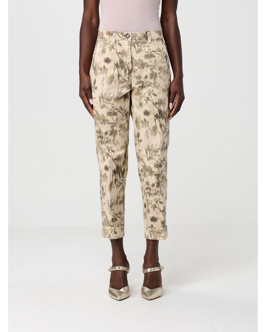 Mason's Natural Printed Stretch Cotton Cropped Fit Trousers