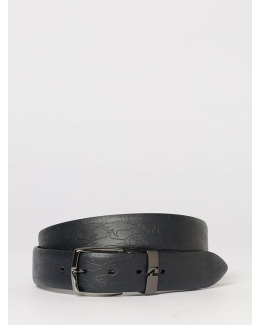 Paul & Shark Gray Paul &Amp Shark Leather Belt With Embossed Logo for men