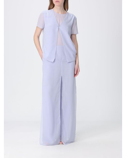 Emporio Armani White Fluid Top With Chiffon Panel
