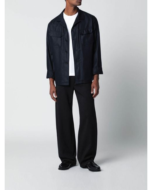 Tagliatore Blue Silk Overshirt for men
