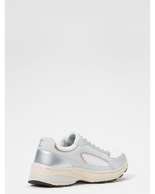 Twinset White Laminated Leather And Mesh Sneakers