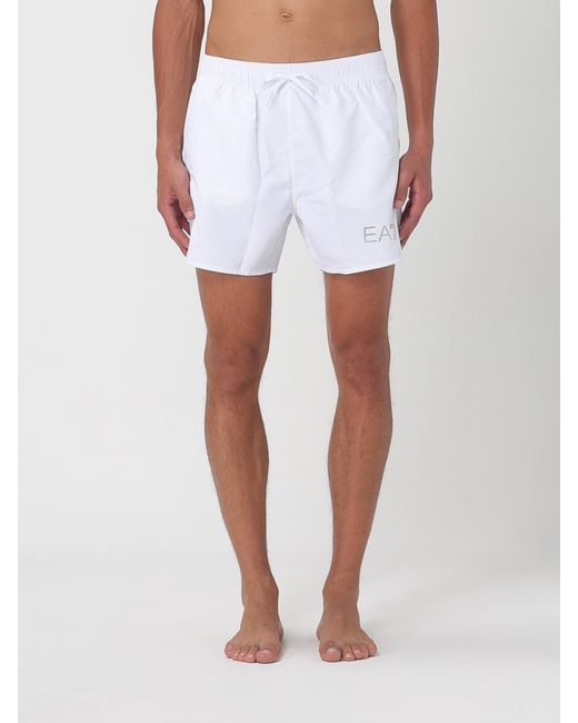 EA7 White Swim Trunks Comfortable Lightweight Swimwear for men