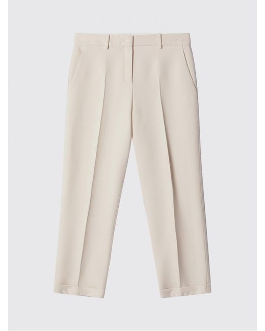 Fendi Natural Slim Fit Wool And Silk Trousers