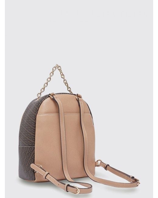 Liu Jo Natural Grained Faux Leather Backpack With All-Over Monogram