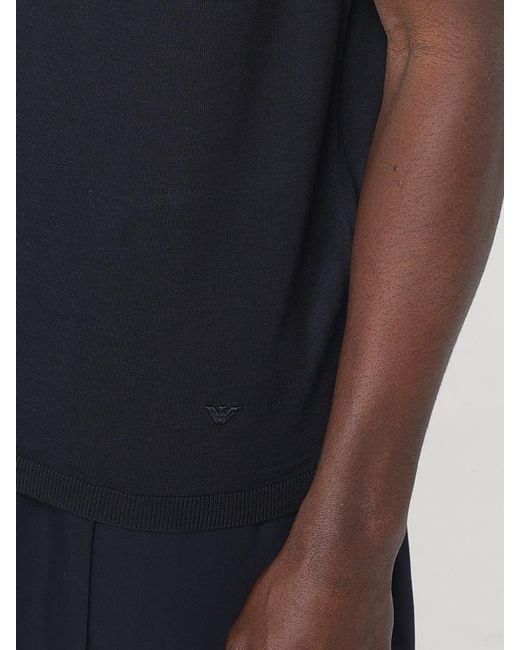 Emporio Armani Blue Short Sleeve Zip Polo Shirt for men