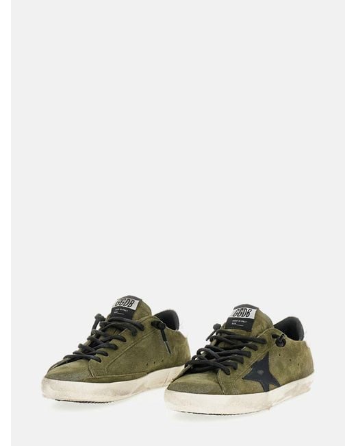 Golden Goose Deluxe Brand Green Super-Star Suede Sneakers With Distressed Effect for men