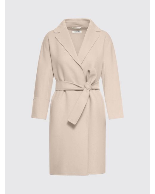 Max Mara Natural Virgin Wool Wrap Coat