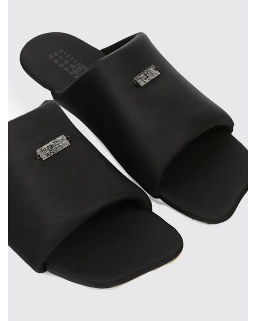 MM6 by Maison Margiela Black Nylon Sliders