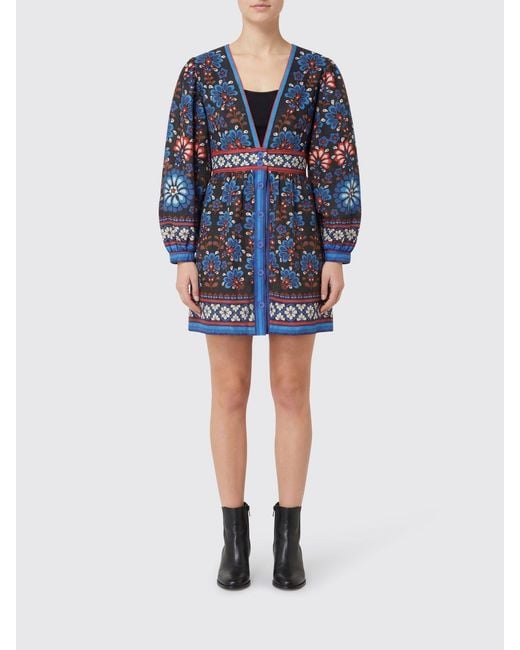 Farm Rio Blue Capri Floral Lenzing Ecovero Viscose Mini Dress
