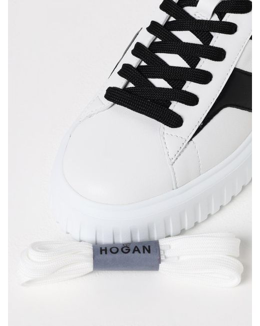 Hogan White H-Stripe Leather Sneakers for men