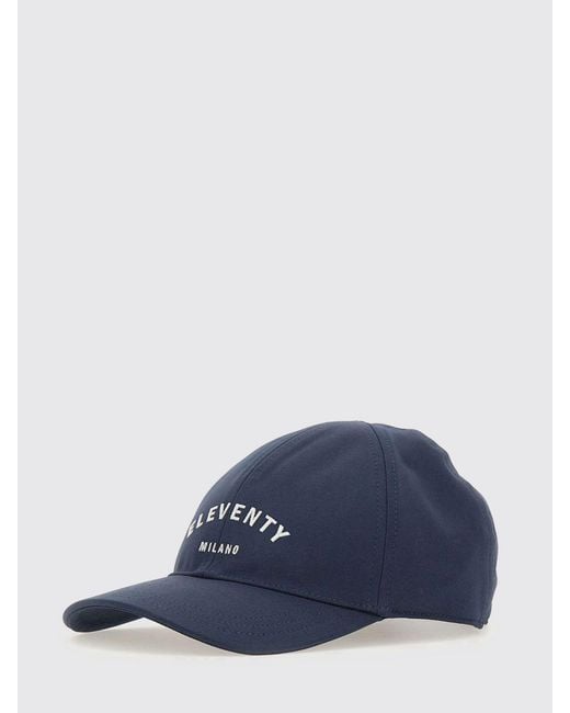Eleventy Blue Cotton Twill Hat With Embroidered Logo for men