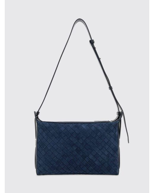 Bottega Veneta Blue Tribeca Woven Suede Shoulder Bag for men