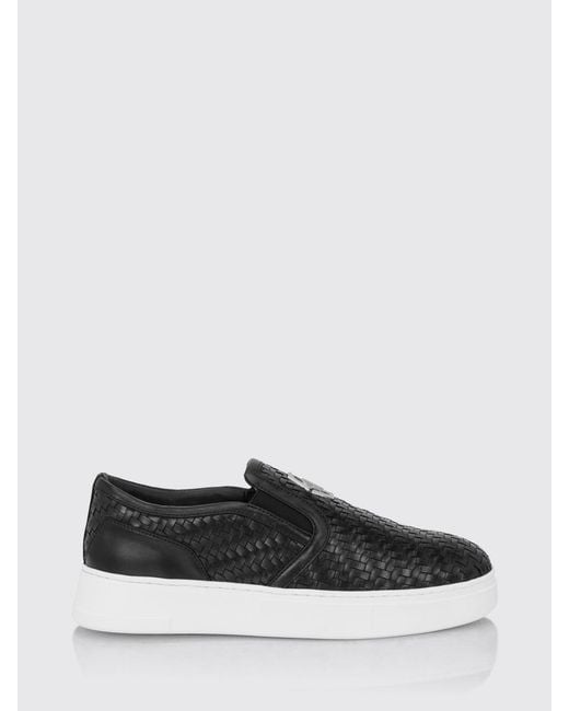 Philipp Plein White Monogram Woven Leather Slip-On Trainers With Hexagon Logo for men