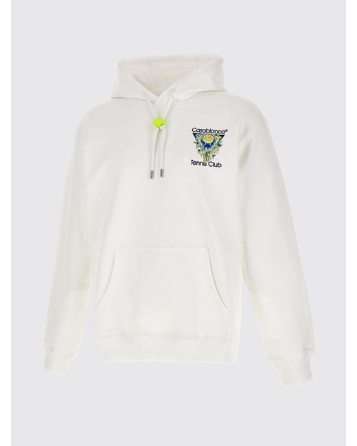 Casablanca White Printed Organic Cotton Hoodie for men