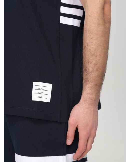 Thom Browne Blue Cotton T-Shirt for men