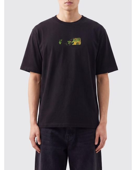 Off-White c/o Virgil Abloh Black Cotton Crewneck T-Shirt With Rear Arrow Logo Print for men