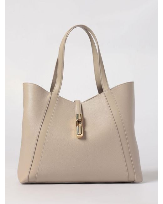 Furla Natural Goccia L Grained Leather Tote Bag