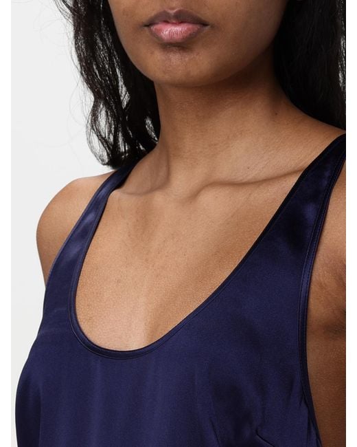 Pinko Blue Silk Scoop Neck Sleeveless Top